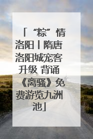 “粽”情洛阳丨隋唐洛阳城宠客升级 背诵《离骚》免费游览九洲池