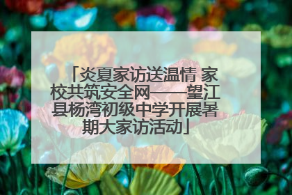 炎夏家访送温情 家校共筑安全网——望江县杨湾初级中学开展暑期大家访活动