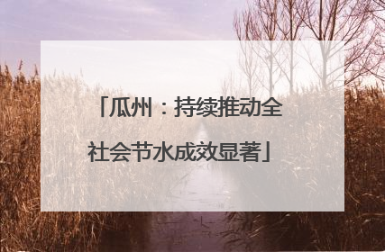 瓜州：持续推动全社会节水成效显著
