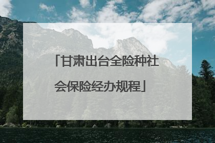 甘肃出台全险种社会保险经办规程