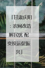 甘肃庆阳：农网改造解民忧 配变投运促振兴