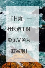甘肃：一社区矫正对象见义勇为获减刑