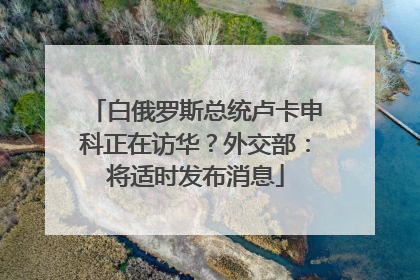 白俄罗斯总统卢卡申科正在访华？外交部：将适时发布消息