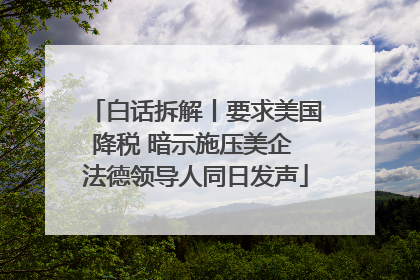 白话拆解丨要求美国降税 暗示施压美企 法德领导人同日发声