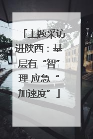 主题采访进陕西：基层有“智”理 应急“加速度”
