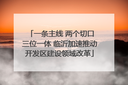 一条主线 两个切口 三位一体 临沂加速推动开发区建设领域改革
