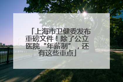 上海市卫健委发布重磅文件！除了公立医院“年薪制”，还有这些重点