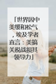 世界因中美缓和松气，埃及学者直言：美搞关税战损其领导力