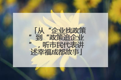 从“企业找政策”到“政策追企业”，听市民代表讲述幸福成都故事