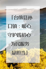 台前县孙口镇：暖心守护践初心 为民服务显担当
