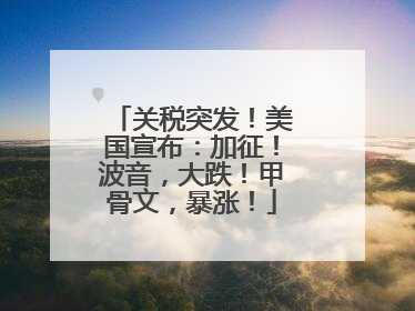 关税突发！美国宣布：加征！波音，大跌！甲骨文，暴涨！
