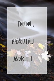 刚刚，西湖开闸放水！