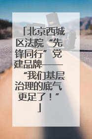 北京西城区法院“先锋同行”党建品牌——“我们基层治理的底气更足了！”