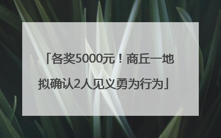各奖5000元！商丘一地拟确认2人见义勇为行为