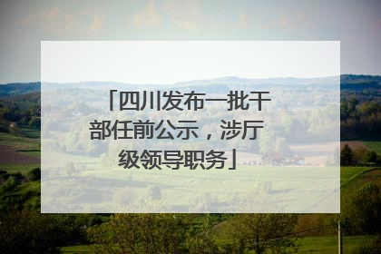 四川发布一批干部任前公示，涉厅级领导职务