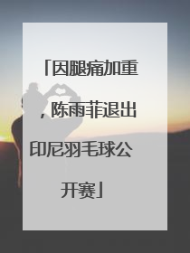 因腿痛加重，陈雨菲退出印尼羽毛球公开赛