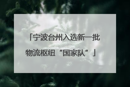 宁波台州入选新一批物流枢纽“国家队”