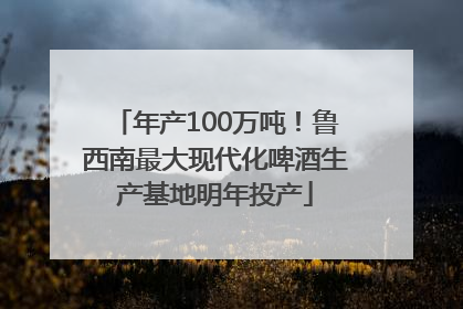 年产100万吨！鲁西南最大现代化啤酒生产基地明年投产