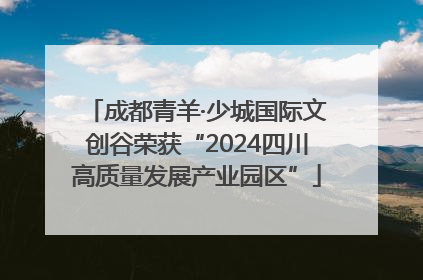 成都青羊·少城国际文创谷荣获“2024四川高质量发展产业园区”