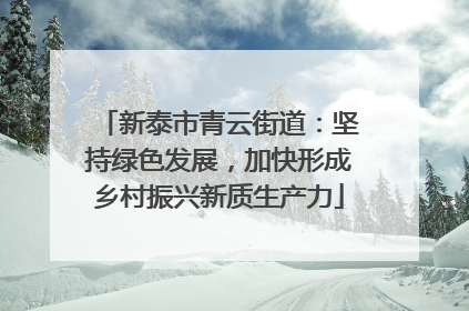 新泰市青云街道：坚持绿色发展，加快形成乡村振兴新质生产力