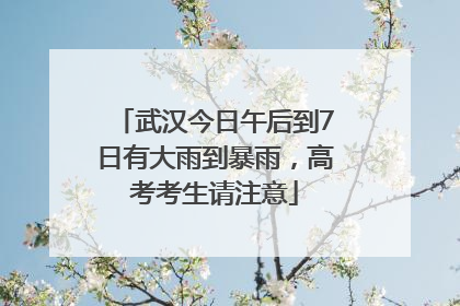 武汉今日午后到7日有大雨到暴雨，高考考生请注意