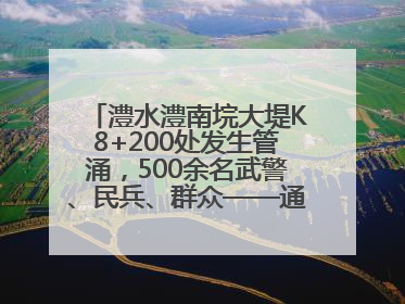 澧水澧南垸大堤K8+200处发生管涌，500余名武警、民兵、群众——通宵达旦战管涌