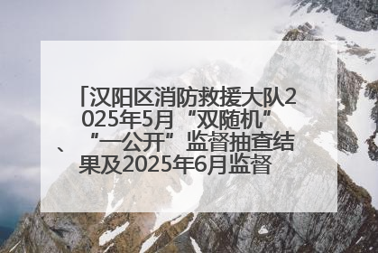 汉阳区消防救援大队2025年5月“双随机”、“一公开”监督抽查结果及2025年6月监督抽查任务公示