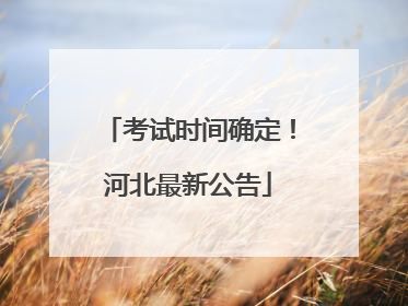 考试时间确定！河北最新公告