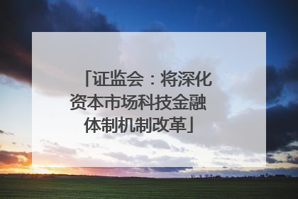 证监会：将深化资本市场科技金融体制机制改革