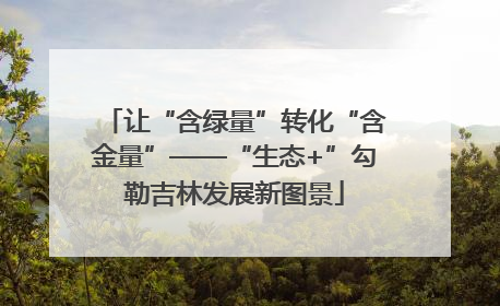 让“含绿量”转化“含金量”——“生态+”勾勒吉林发展新图景