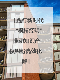 践行新时代“枫桥经验” 推动知识产权纠纷高效化解
