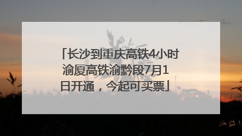 长沙到重庆高铁4小时 渝厦高铁渝黔段7月1日开通，今起可买票