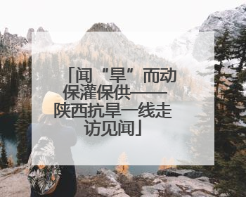 闻“旱”而动 保灌保供——陕西抗旱一线走访见闻