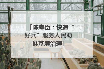 陈寿臣：快递“好兵”服务人民助推基层治理