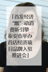 首发经济“燃”动消费新引擎 泰安市举办首店经济项目品牌入驻推进会