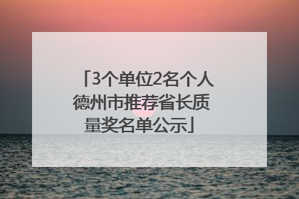 3个单位2名个人 德州市推荐省长质量奖名单公示