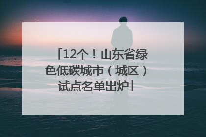 12个！山东省绿色低碳城市（城区）试点名单出炉